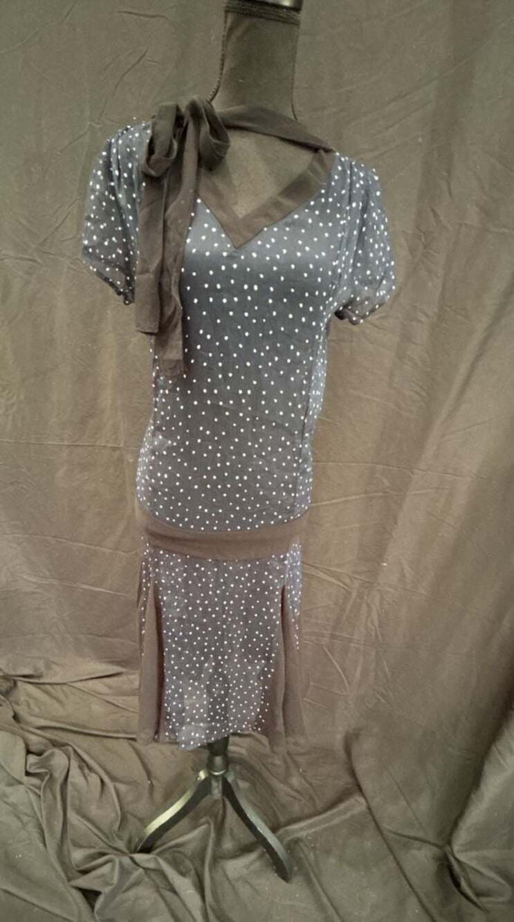 Marycrafts Women's Polka Dot V-Neck Dress with Tie Detail